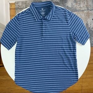 Mack Weldon DRYKNIT T-Shirt Polo Shirt Stripe Blue Men’s Size XXL